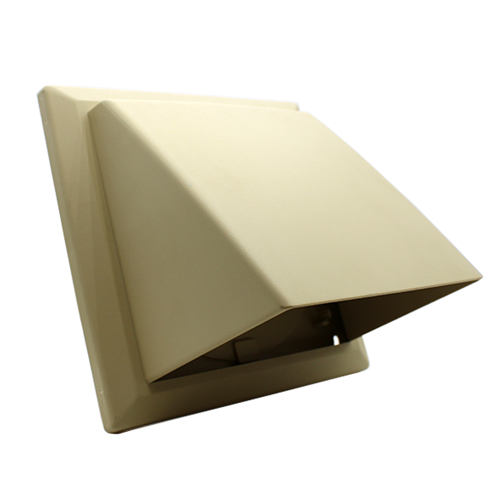 Kair Cowled Outlet Grille With Round Rear Spigot and Backdraught Shutter - 150mm, Cream