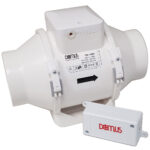 Domus Vitalis High Performance Mixed Flow In-Line Shower Fan - 100mm, Timer
