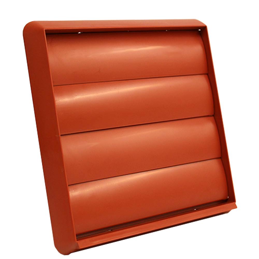 Kair Gravity Grille with Round Rear Spigot and Not-Return Shutters - 150mm, Terracotta