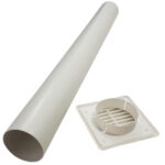 Kair Through The Wall Kit - 1m Length - White Louvred Grille