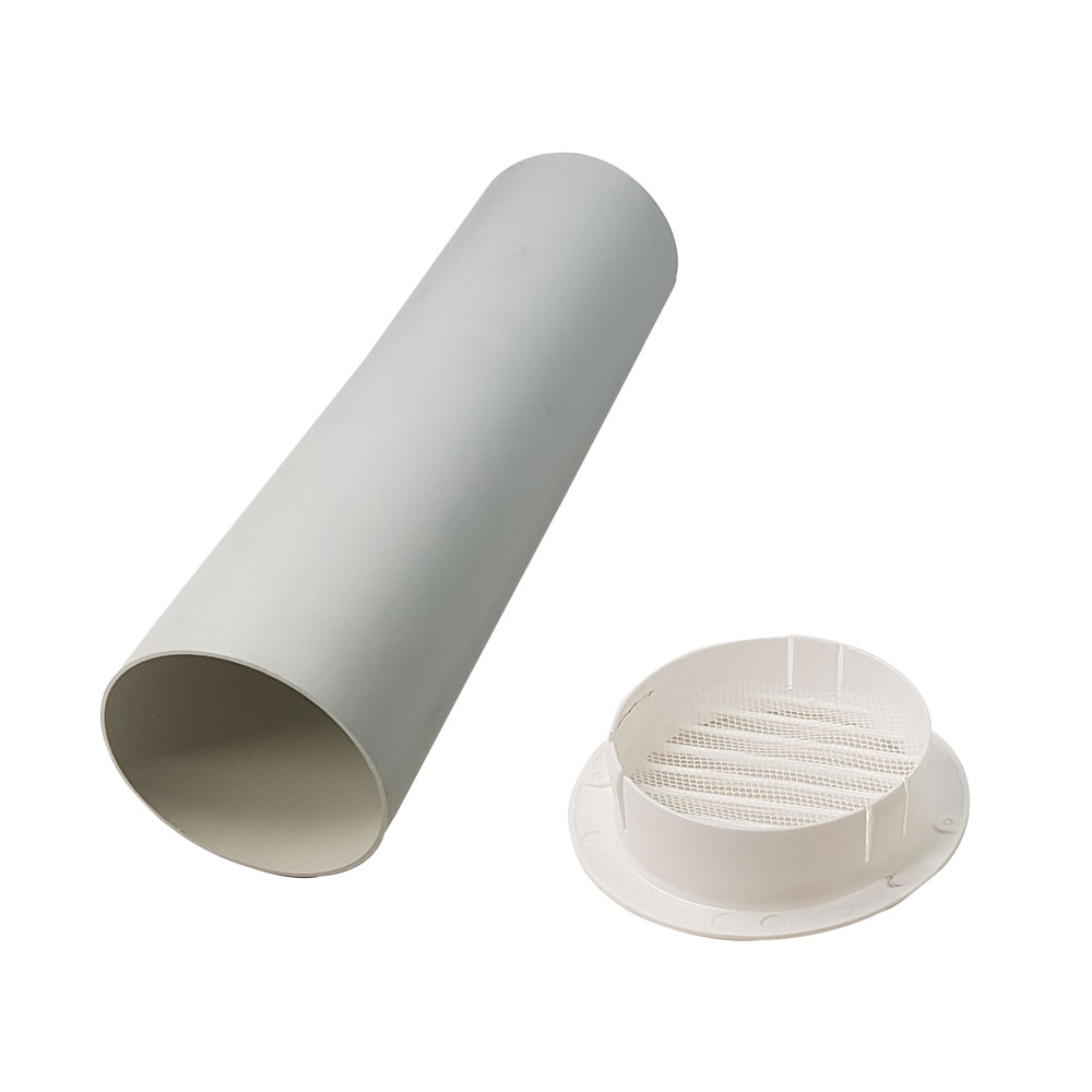 Kair Through The Wall Kit - 350mm Length - White Round Grille