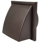 Kair Cowled Outlet Grille With Round Rear Spigot and Backdraught Shutter - 150mm, Brown