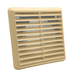 Kair Louvred Grille with Flyscreen – Round Rear Spigot - 100mm, Beige
