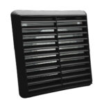 Kair Louvred Grille with Flyscreen – Round Rear Spigot - 150mm, Black