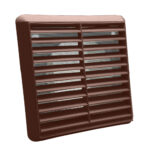 Kair Louvred Grille with Flyscreen – Round Rear Spigot - 125mm, Brown