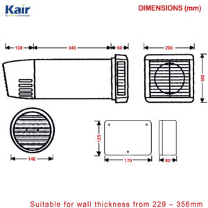 NEW STOCK EXPECTED W/C 28/05/2024 - Kair Heat Recovery Extractor Fan - 12VAC SELV - Humidistat