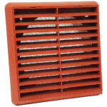 Kair Louvred Grille with Flyscreen – Round Rear Spigot - 150mm, Terracotta