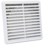 Kair Louvred Grille with Flyscreen – Round Rear Spigot - 150mm, White