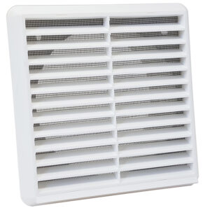 Kair Louvred Grille with Flyscreen – Round Rear Spigot - 150mm, White