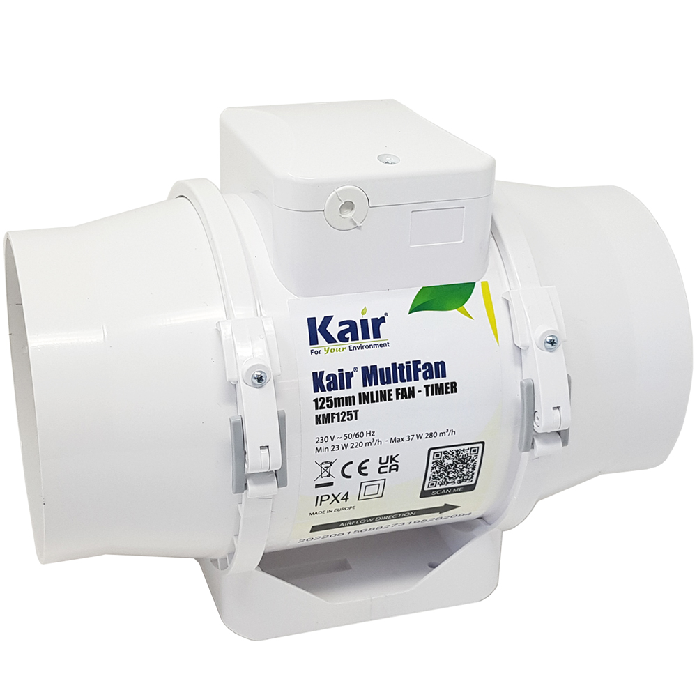 Kair MultiFan - Inline extractor Fan - 125mm, Timer