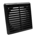 Kair Louvred Grille with Round Rear Spigot - 150mm, Black