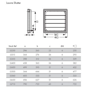 Louvre Shutter LS250 - Vent Axia Industrial