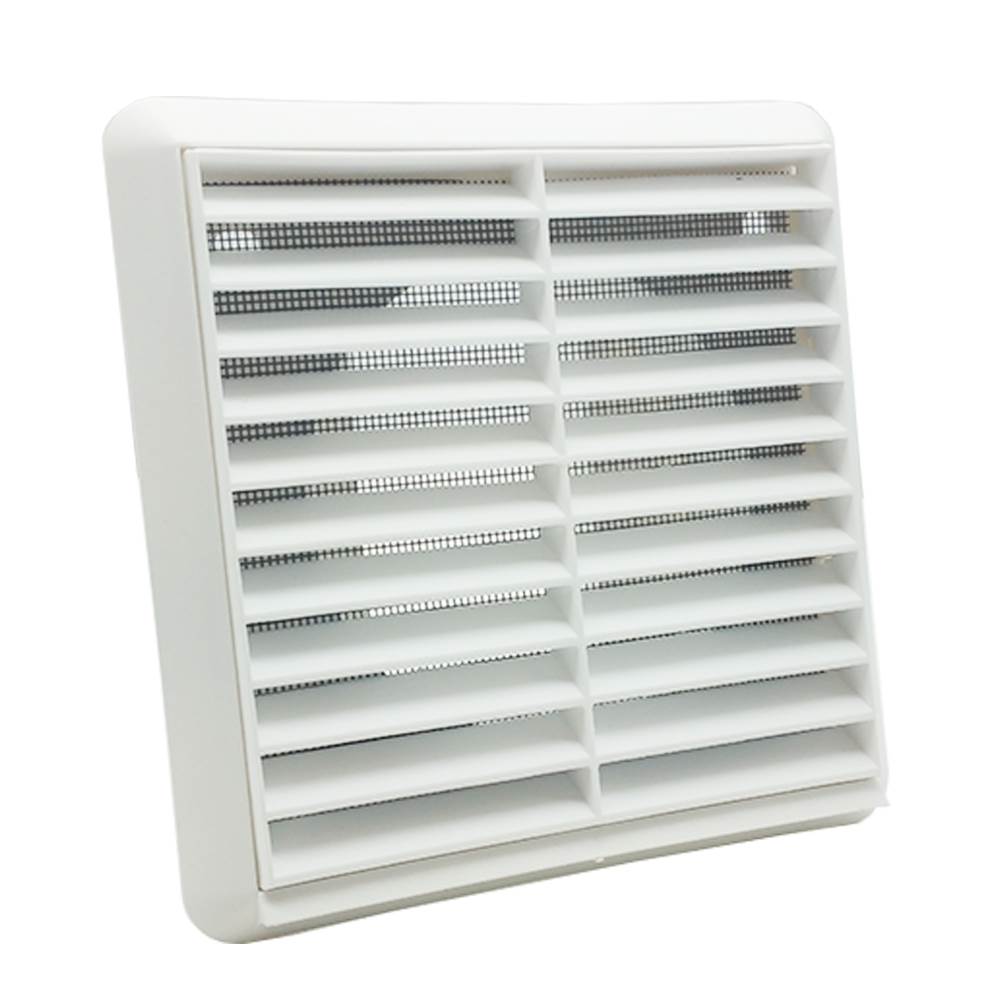 Kair Louvred Grille with Flyscreen – Round Rear Spigot - 125mm, White