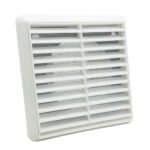 Kair Louvred Grille with Flyscreen – Round Rear Spigot - 100mm, White