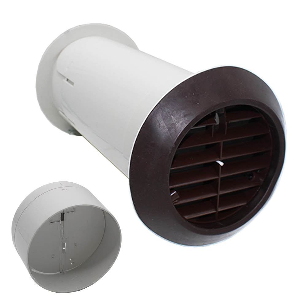 Manrose Quick Fit Extractor Fan Wall Installation Kit – Telescopic – Fits All 100mm Fans - Brown, With Shutter