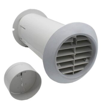 Manrose Quick Fit Extractor Fan Wall Installation Kit – Telescopic – Fits All 100mm Fans - White, With Shutter
