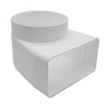Kair Elbow Bend Adaptor Rectangular to Round 90 Degree - 180x90mm, 150mm