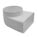 Kair Elbow Bend Adaptor Rectangular to Round 90 Degree - 150x70mm, 125mm