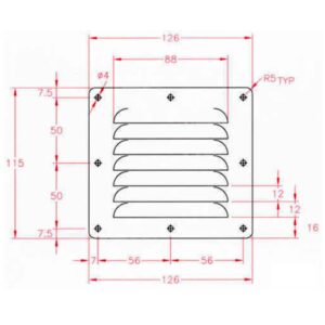Stainless Steel Ventilation Grille 126mmX115mm