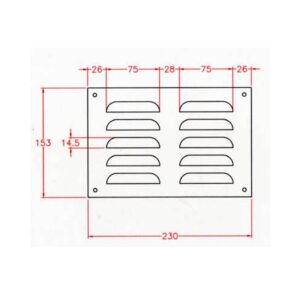 Brushed Stainless Steel Ventilation Grille 230mmX153mm