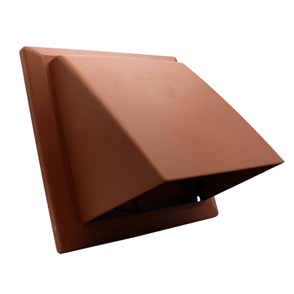 Kair Cowled Outlet Grille With Round Rear Spigot and Backdraught Shutter - 150mm, Terracotta