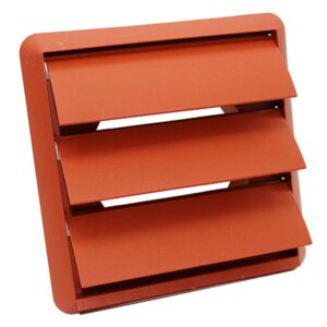 Kair Gravity Grille with Round Rear Spigot and Not-Return Shutters - 100mm, Terracotta