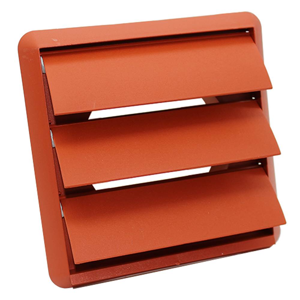 Kair Gravity Grille with Round Rear Spigot and Not-Return Shutters - 125mm, Terracotta