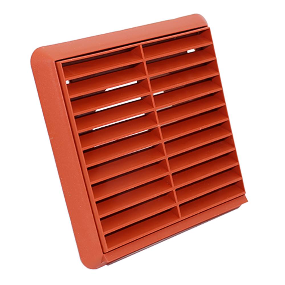 Kair Louvred Grille with Round Rear Spigot - 125mm, Terracotta