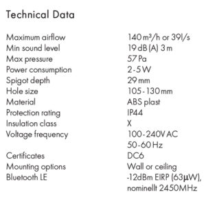 Vent-Axia Pure Air Sense 100mm Bathroom Fan with Odour Sensor Bluetooth Control Humidistat and Timer (479460)
