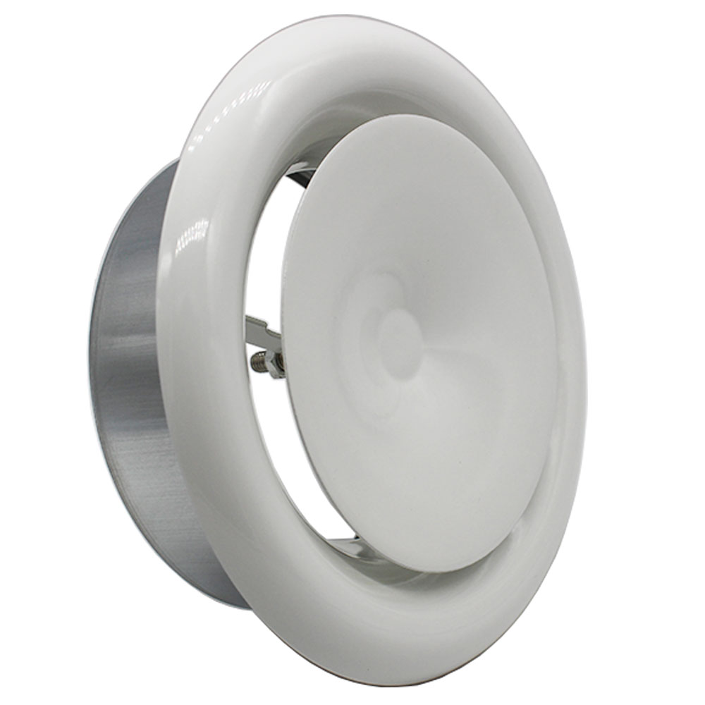 Kair Fire Rated Ceiling Supply Valve – White Coated Metal Vent - 125mm