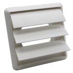 Kair Gravity Grille with Round Rear Spigot and Not-Return Shutters - 100mm, White