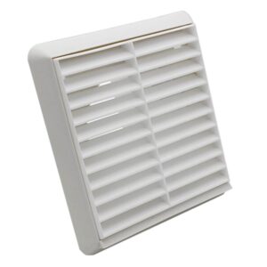 Kair Louvred Grille with Round Rear Spigot - 100mm, White