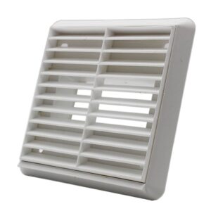 Kair Louvred Grill 110x54mm Rectangular Rear Spigot - White