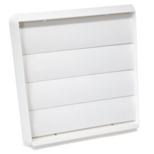 Kair Gravity Grille with Round Rear Spigot and Not-Return Shutters - 150mm, White