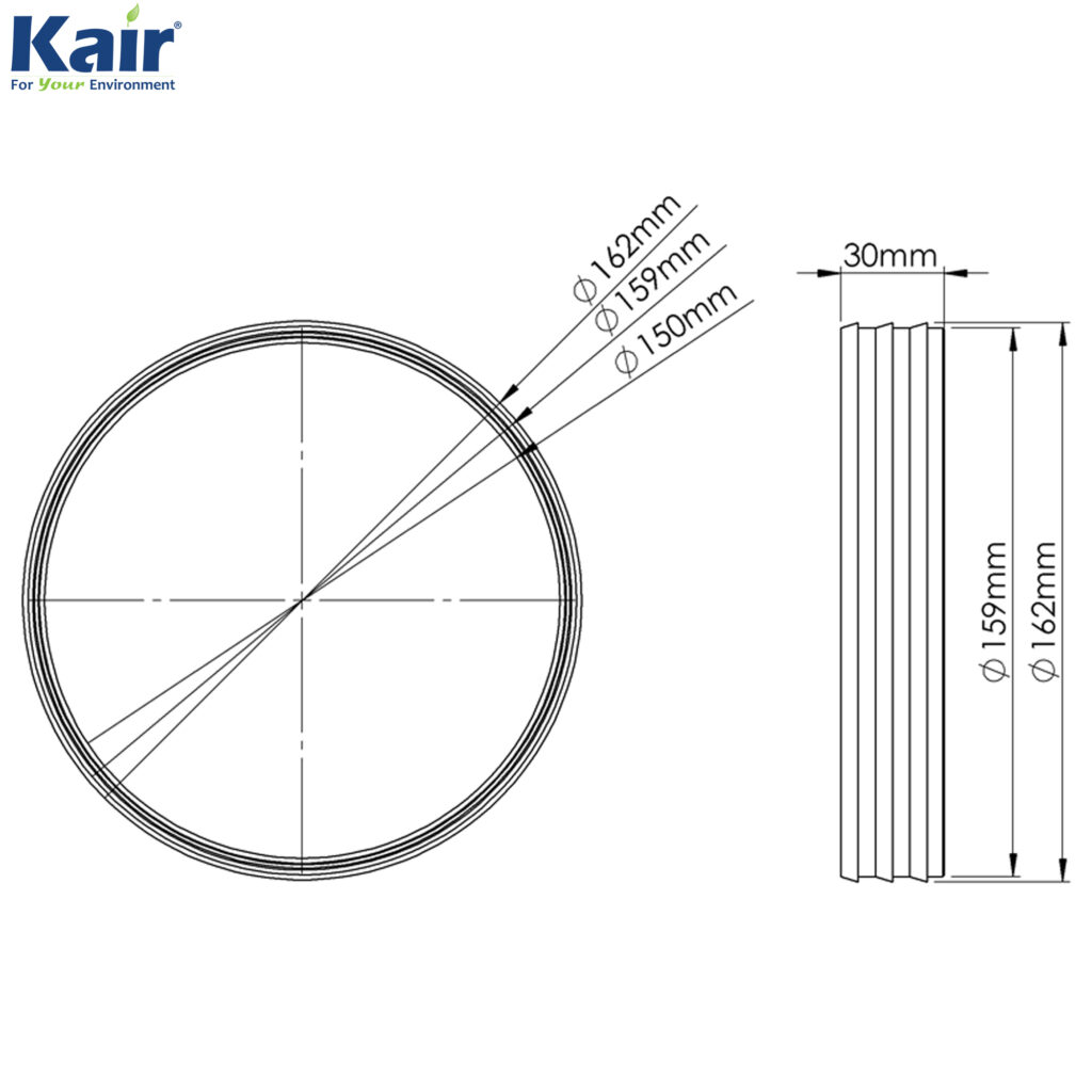 Kair Self-Seal Thermal 160mm Dia - 150mm Dia Adapter