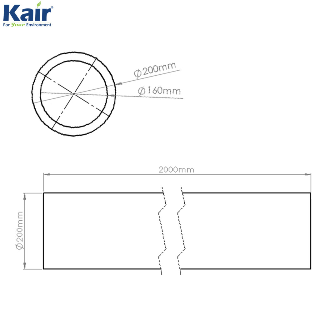 Kair Self-Seal Thermal Ducting - 160mm - 2 Metre Lengths - Box of 6