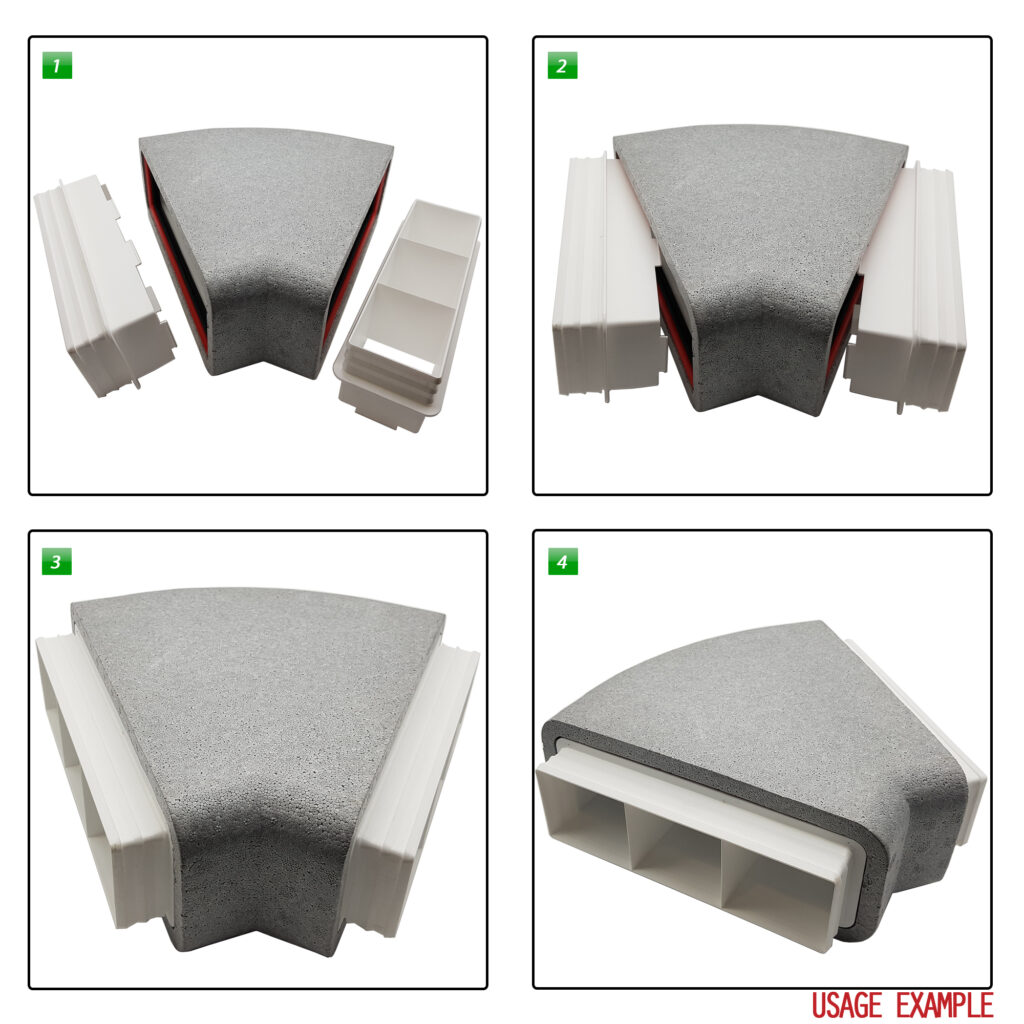 Box of 6 x Kair Self-Seal Thermal Ducting 204X60mm Horizontal 45 Degree Bends Complete With Female Click And Lock Fittings