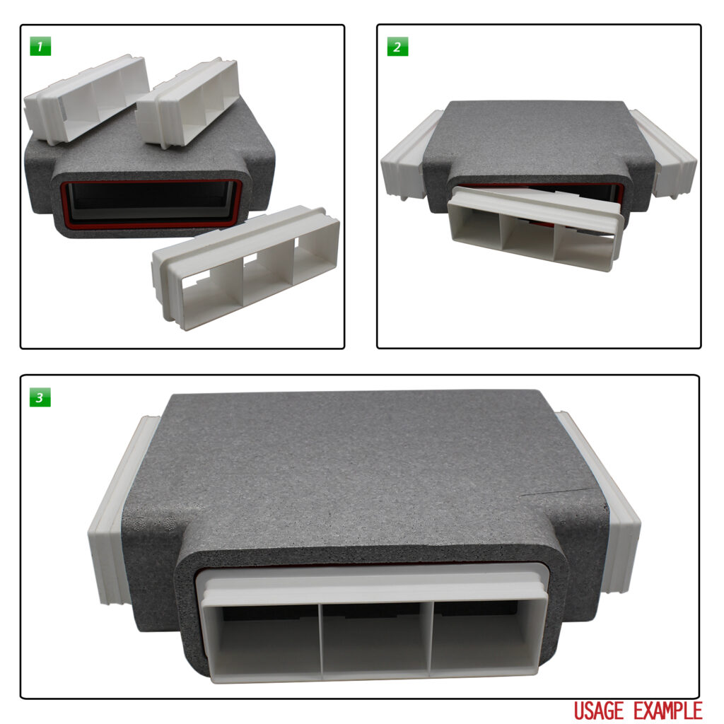 Box of 6 x Kair Self-Seal Thermal Ducting 204X60mm T-Pieces Complete With Female Click And Lock Fittings