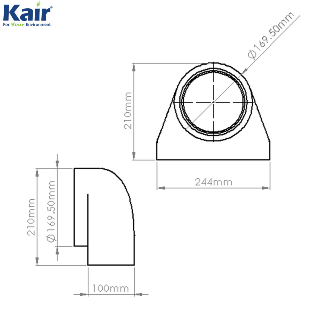 Box of 6 x Kair Self-Seal Thermal Ducting 204X60mm To 125mm Dia Plenums Complete With Female Click And Lock Fittings