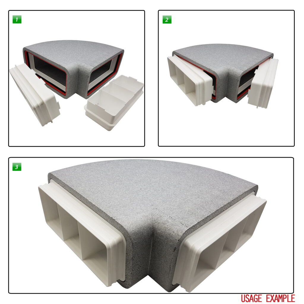 Box of 6 x Kair Self-Seal Thermal Ducting 220X90mm Horizontal 90 Degree Bends Complete With Female Click And Lock Fittings