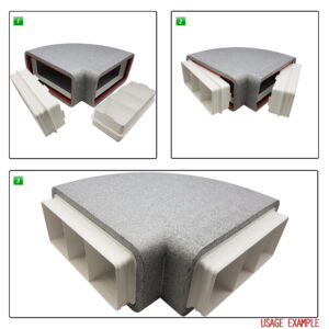 Box of 6 x Kair Self-Seal Thermal Ducting 220X90mm Horizontal 90 Degree Bends Complete With Female Click And Lock Fittings