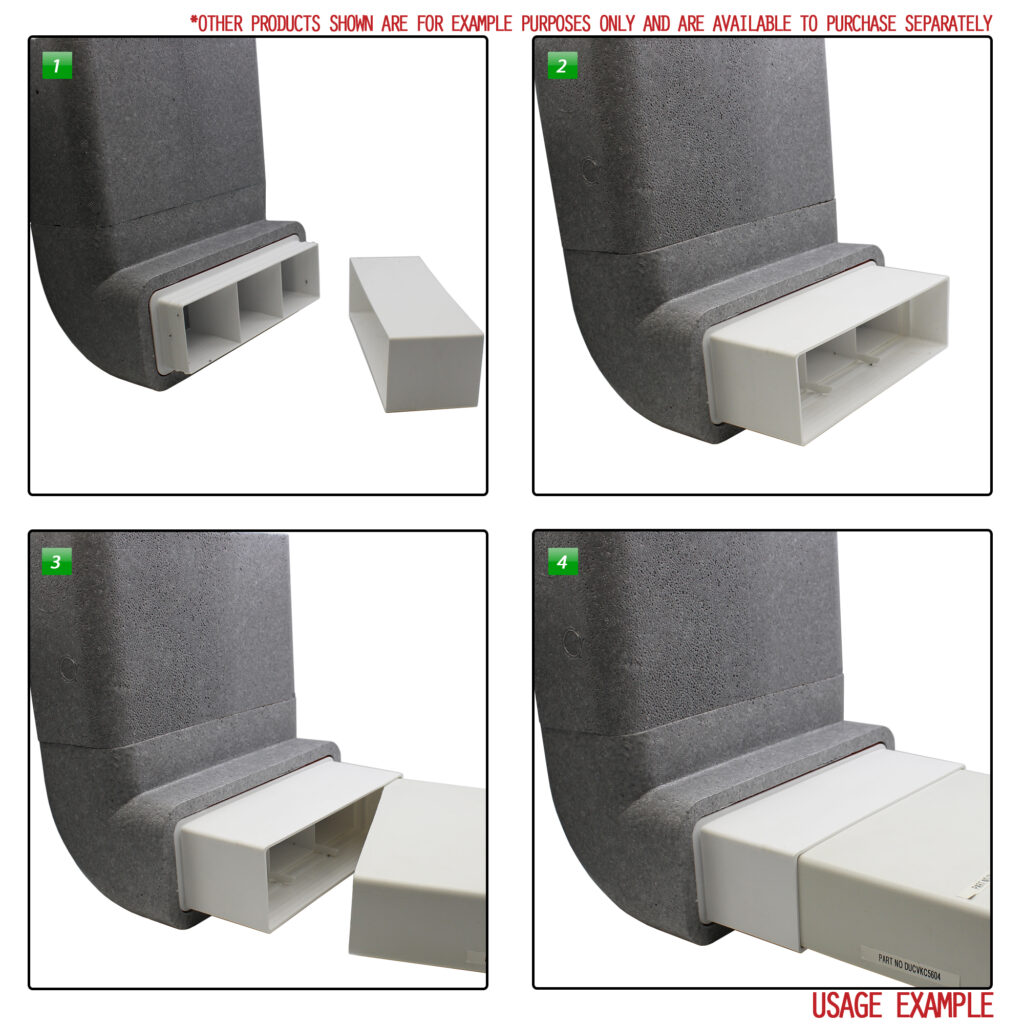 Box of 6 x Kair Self-Seal Thermal Ducting 220X90mm Vertical 90 Degree Bends With Female Click & Lock Fitting