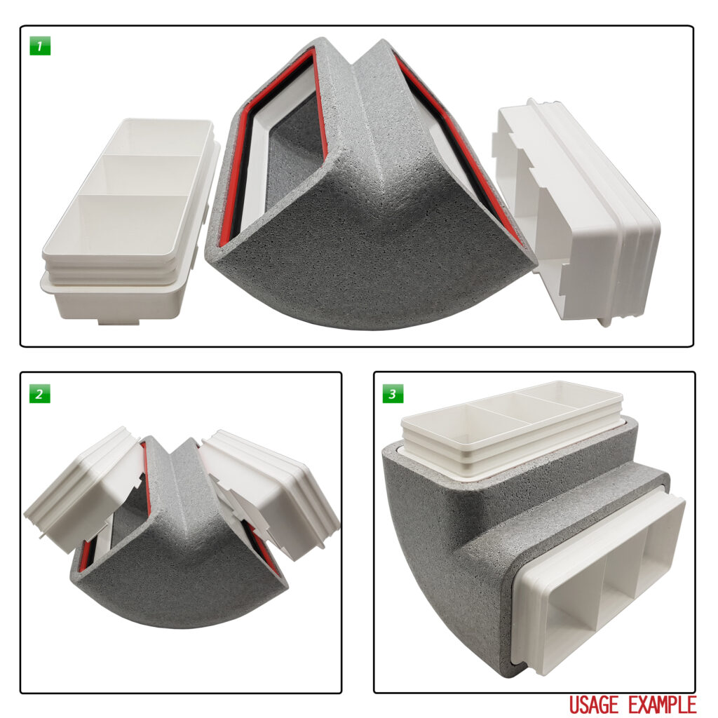 Box of 6 x Kair Self-Seal Thermal Ducting 220X90mm Vertical 90 Degree Bends With Female Click & Lock Fitting