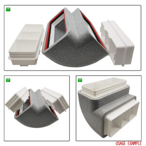 Box of 6 x Kair Self-Seal Thermal Ducting 220X90mm Vertical 90 Degree Bends With Female Click & Lock Fitting
