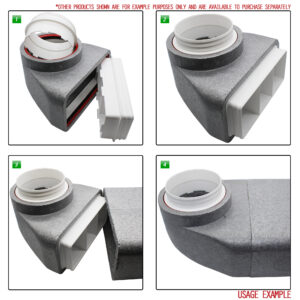 Box of 6 x Kair Self-Seal Thermal Ducting 220X90mm To 125mm Dia Plenums With Female Click & Lock Fittings