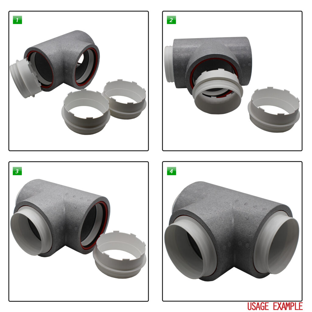 Kair Self-Seal Thermal Ducting - 160mm - T-Pieces - Box of 6