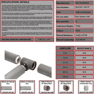 Kair Self-Seal Thermal Ducting - 160mm - T-Pieces - Box of 6