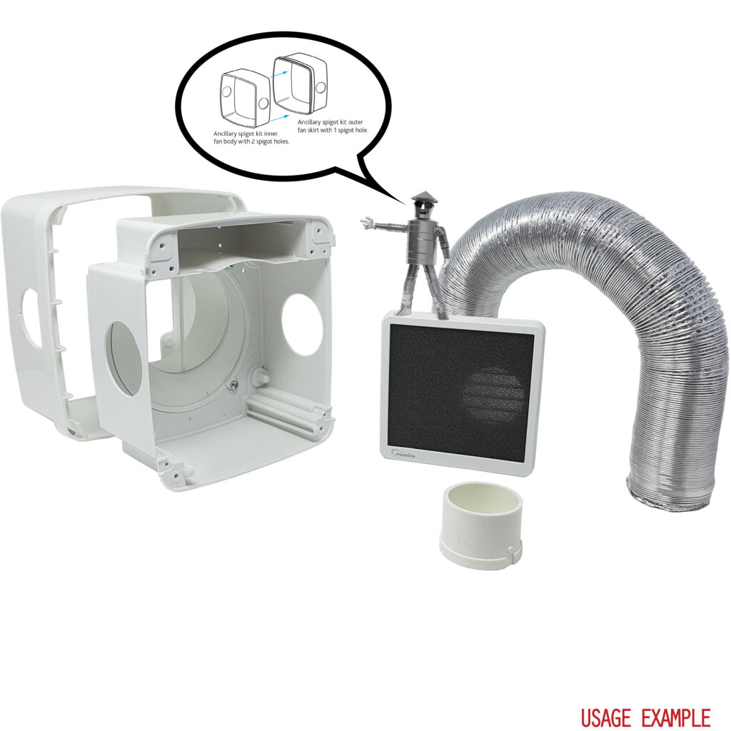 Nuaire Cyfan Subsidary Spigot Kit for adjoining Bathroom or Wc