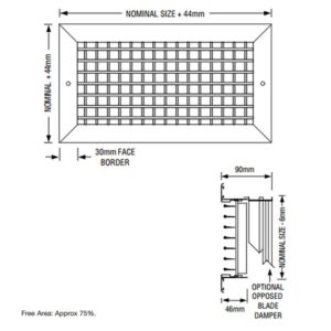 Double Deflection Grille And Damper 300X150 Silver