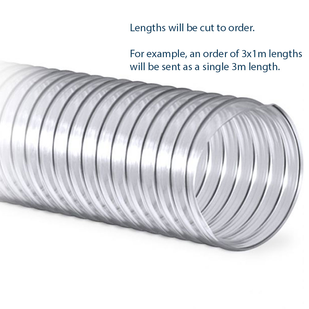 Tecflex Pu Clear Dust Extraction Hose - 180mm, 1m